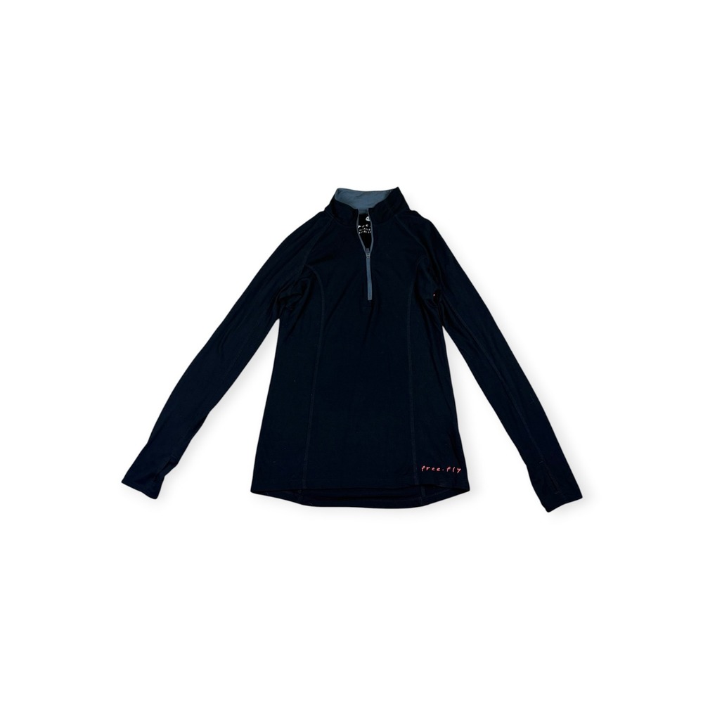 Free Fly Womens Bamboo Performance Quarter Zip Pullover Black Size XS Thumbholes